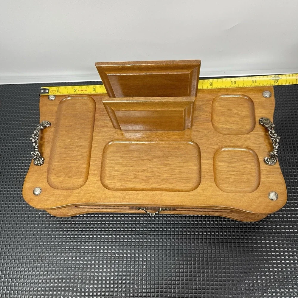 Vintage Men's Wooden‎ Dresser Valet Organizer Jewelry Caddy Letter Wallet Holder